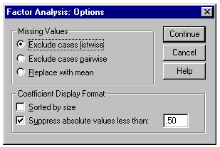 Factor analysis option